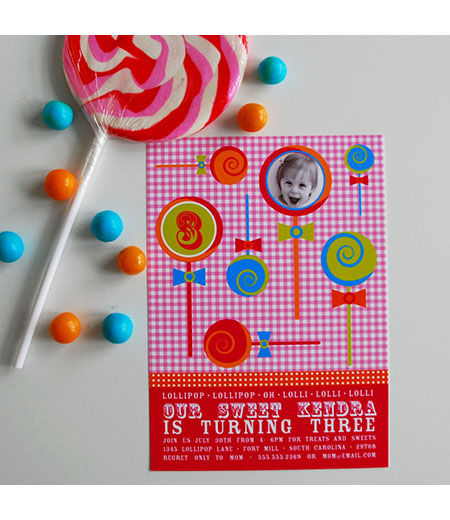 Lollipop Sweet Candy Birthday Party Printable Invitation